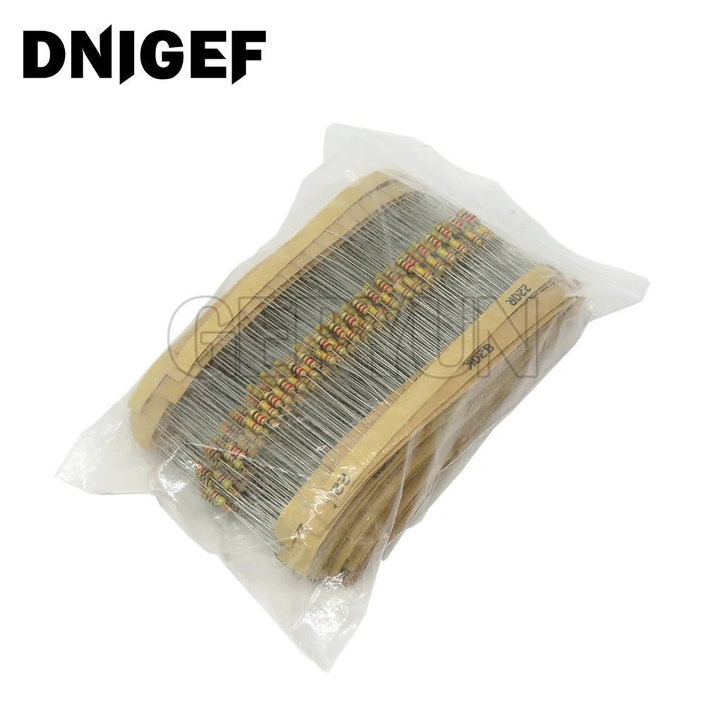 860pcs 1/4W Carbon Film Resistor Kit 5% Resistance Assorted Set 43valuesX20pcs 1R - 1M Ohm 0.25W Sample Pack