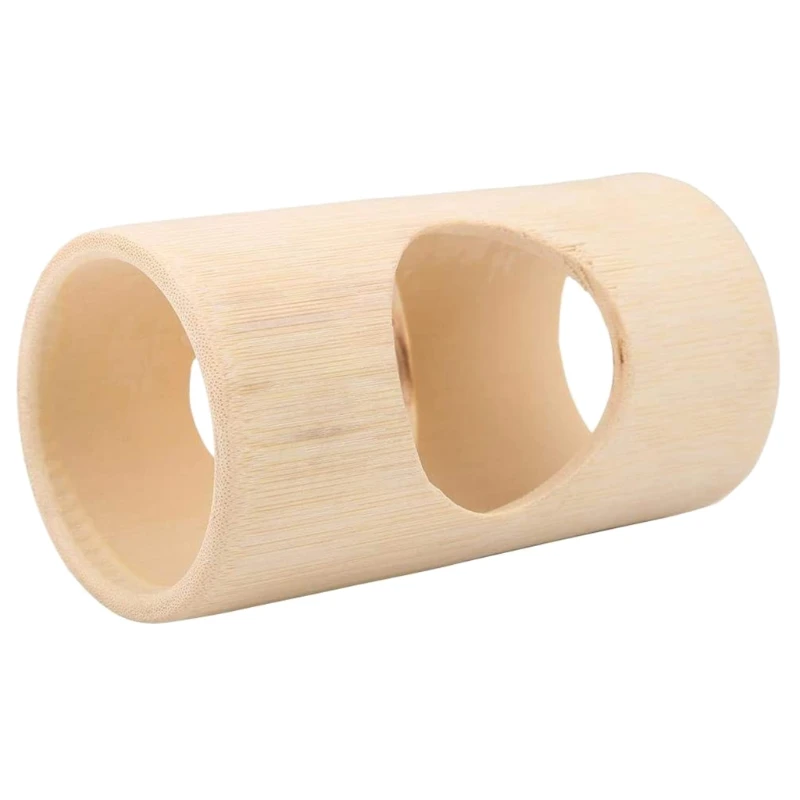 Hamster Bamboo Tunnel Tube Hollow Chew Ferret for Play Center for Hedgehog Wooden Hideaway with 3 Holes