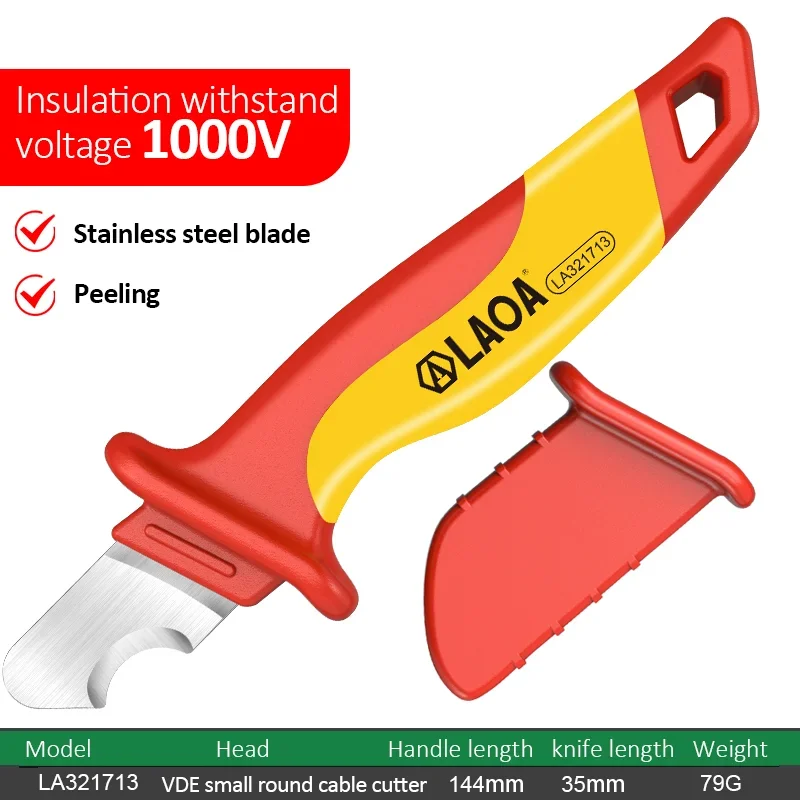 Imagem -02 - Laoa-duplas Faca Eletricista Cabo Stripping Faca em Linha Reta Gancho Curvo Lâmina Fixa Vde Wire Stripper Peeling Shears