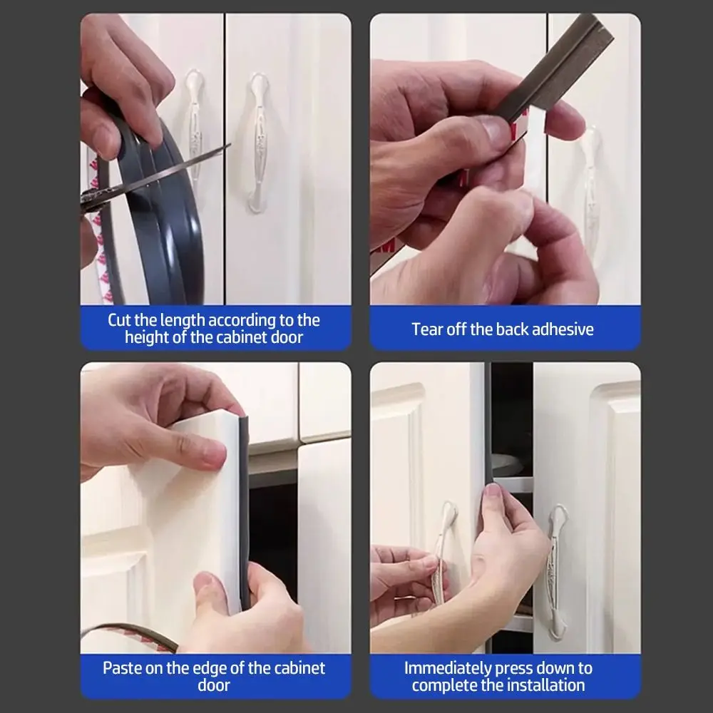 New Self-Adhesive Cabinet Door Dust Strips 2.8M TPE Seal Strip Gap Filling Strip Moisture-proof