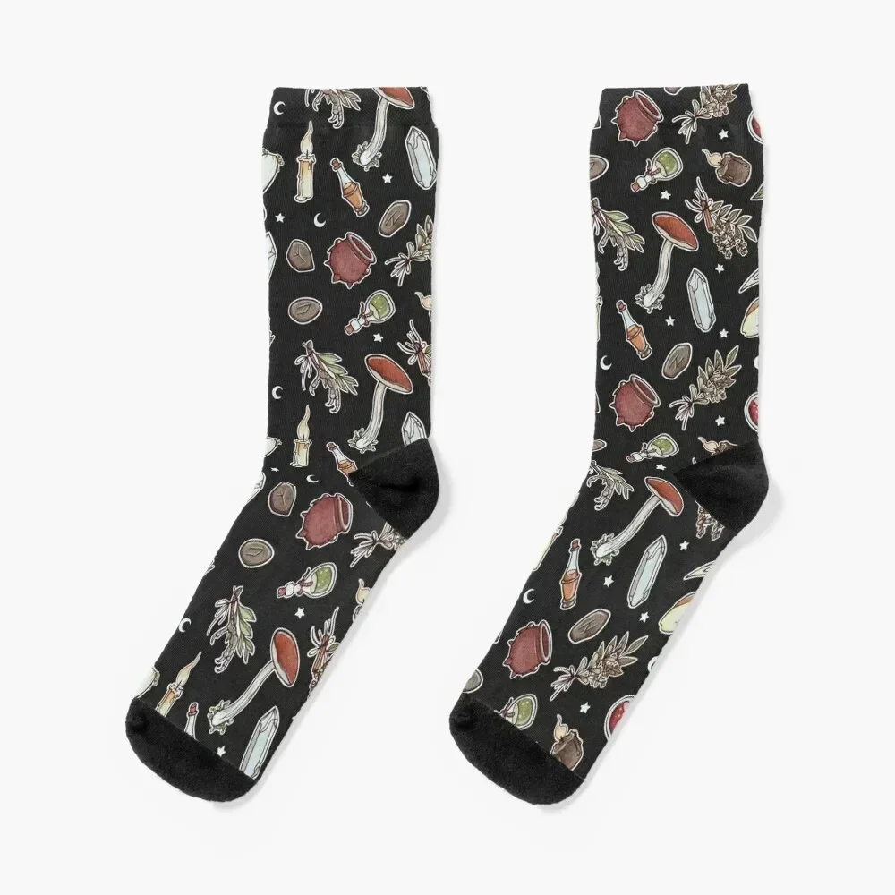 

Witchy Pattern Dark Socks retro designer brand floor japanese fashion Designer Man Socks Women's