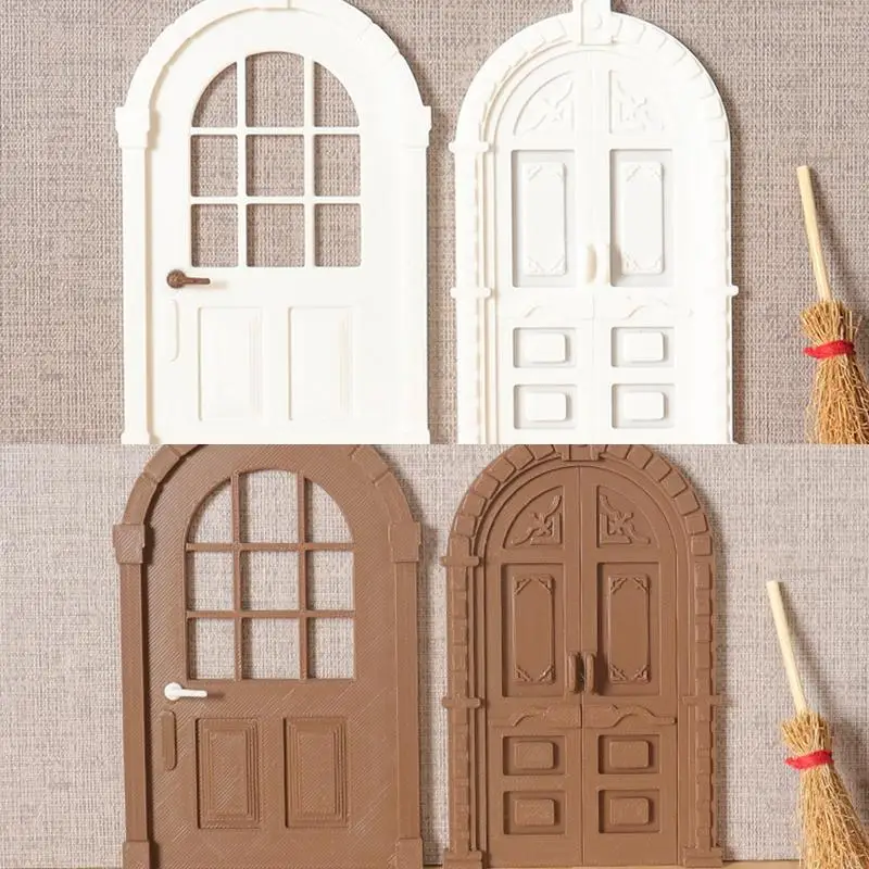 1pc casa de bonecas estilo europeu porta modelo mini simulação casa bonecas micro cena construção adereços móveis decoração acessórios