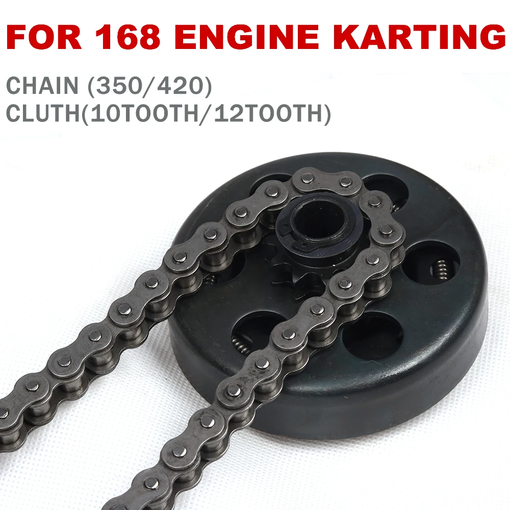 For Go Kart 168 Engine Karting Motorcycle 350 420 Chain 160 124 Links Minibike Key Built Clutch Spare Parts Accessories