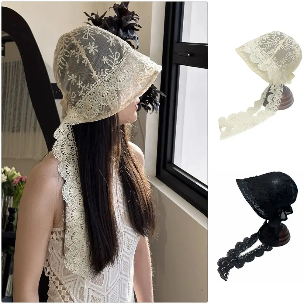 تنوعا الدانتيل غاسل الحجاب قبعة الكورية نمط رقيقة قبعة الشمس الجاكار حزام تنفس الشمس قبعة بحافة الربيع الصيف للنساء #4