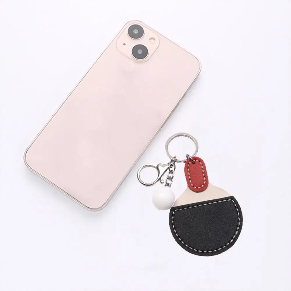 Pendentifs de raquette de Ping-Pong en cuir, cousus à la main, Anti-perte, porte-clés de Ping-Pong, bibelot en forme de cœur pour fille, pour Fans de sport