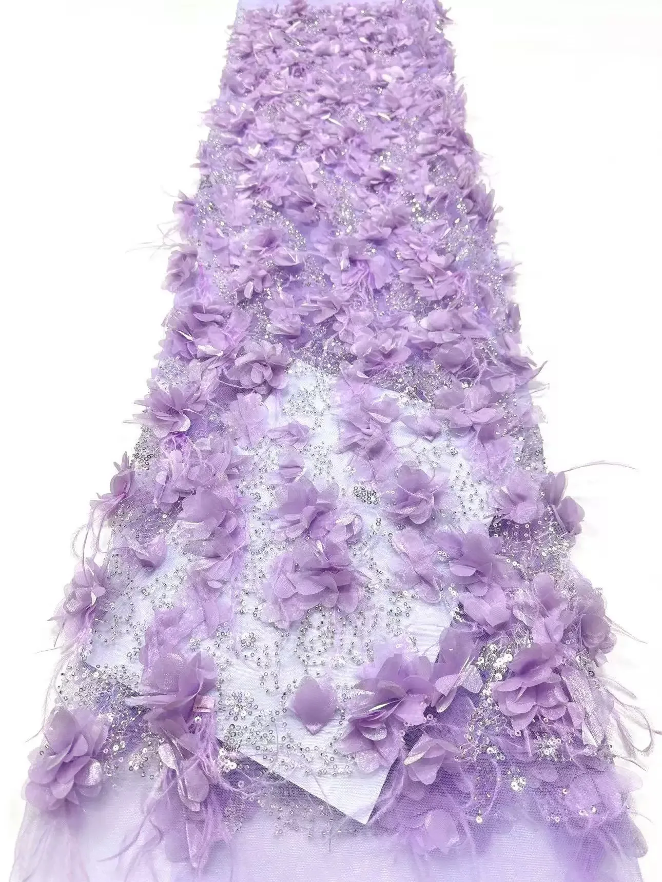 5yard soft lace fabric 3D sequin bead tube embroidery tissus couture,Evening gown,Wedding dress designer diy fabrics for sewing