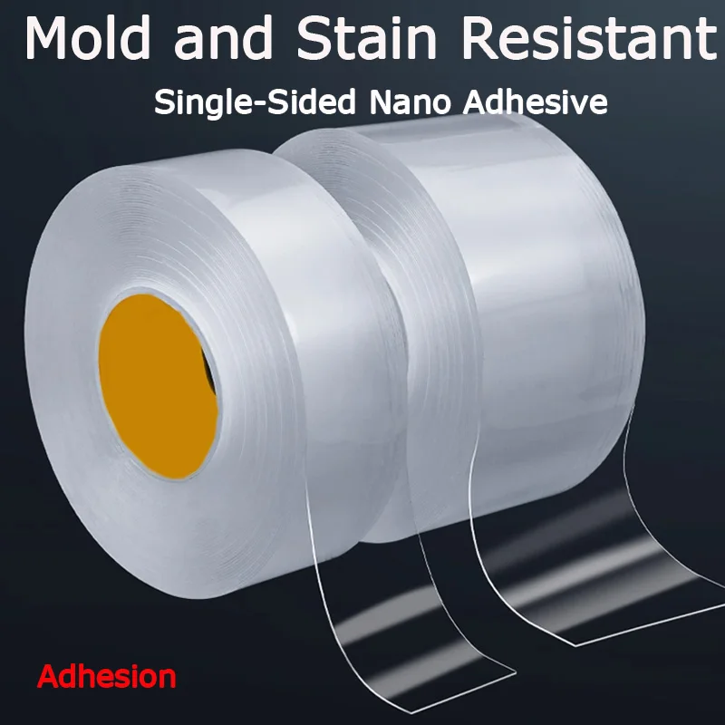 

Transparent tape with single-sided nano adhesive for repairing cracks on window glass and aquariums; strong, highly adhesive, wa