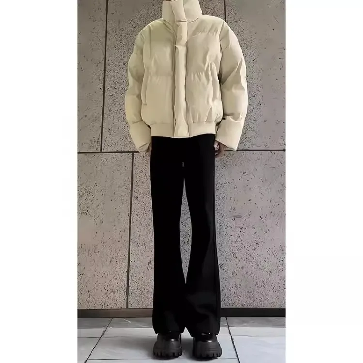 

Черные мужские брюки на флисовой подкладке для осени и зимы, прямые, с эффектом драпировки, премиум-класса, Cleanfit, расклешенные, длинные