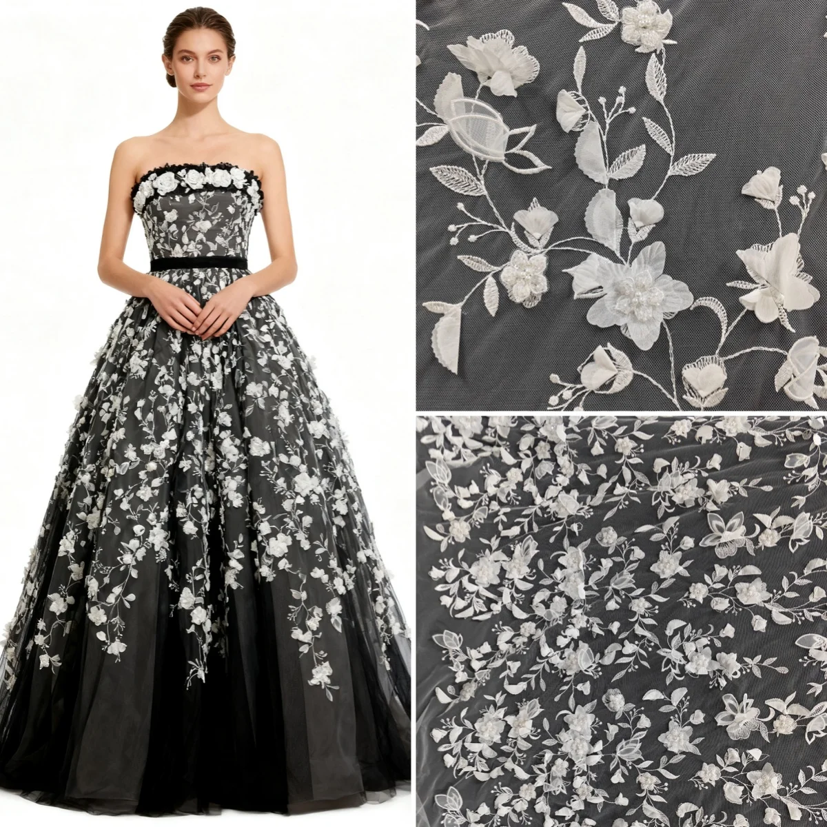 

New Leaf Flower Embroidery Nail Bead DIY Lace Fabric Wedding Dress Dress Dress Headcloth Door Curtain Tablecloth