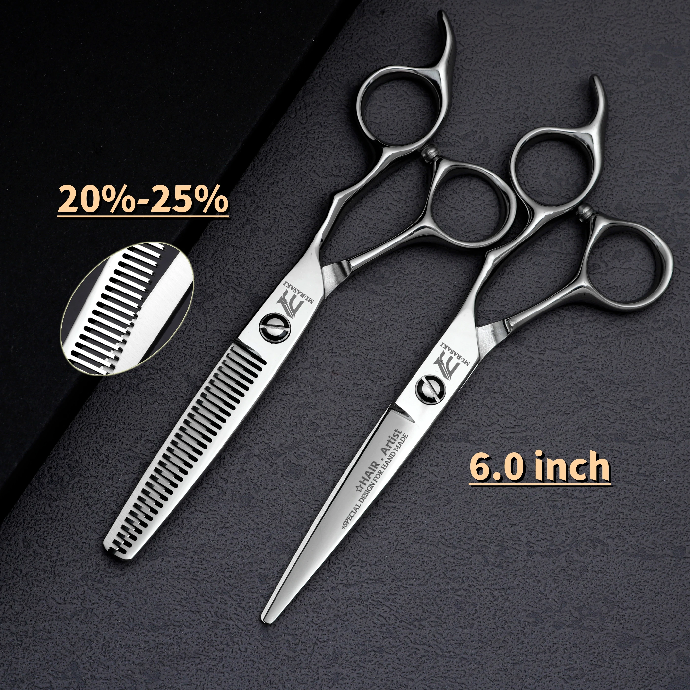 MURASAKI Professionelle Friseurschere, Friseurschere aus 440C-Stahl, 6-Zoll-Haarschneidewerkzeuge, hochwertiges Friseurzubehör – Detail 15