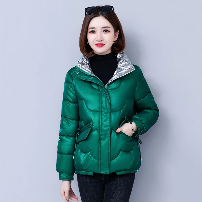 

Thickened Warm Keeping Versatile Down Cotton Jacket Women'S Short Style New Fashion In Winter Korean Small Loose Collar Coat