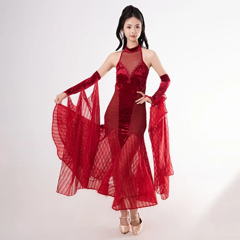 

New Ballroom Dance Performance Clothes Women Floating Dress Waltz Dance Dress Competition Dresses Prom Dance Clothing DNV21578