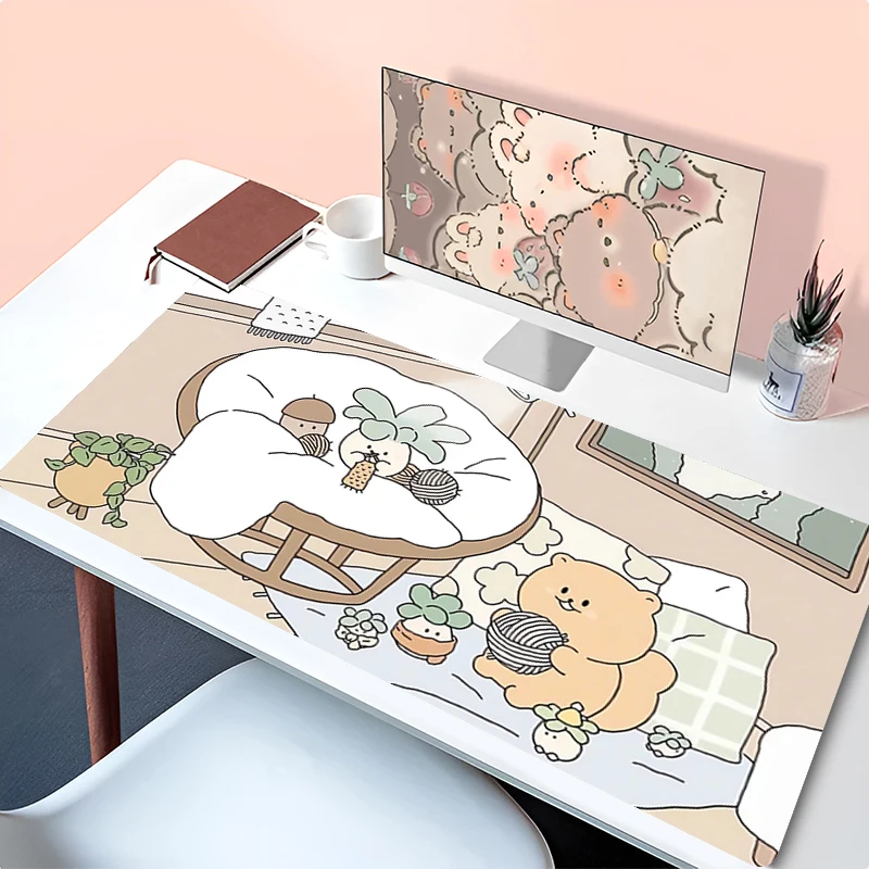 Mouse Pad Accessories Keyboard Pad Office Desk Mat Anime Mousepad Natural Rubber Anti Slip Gaming Cartoon Squirrel Extended Pad