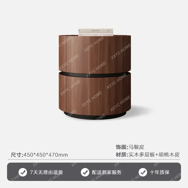 

Brown Retro Nightstands Wood Round Minimal Trendy Antique Vintage Nightstands Bedroom Cute Storage Cabeceira Furniture