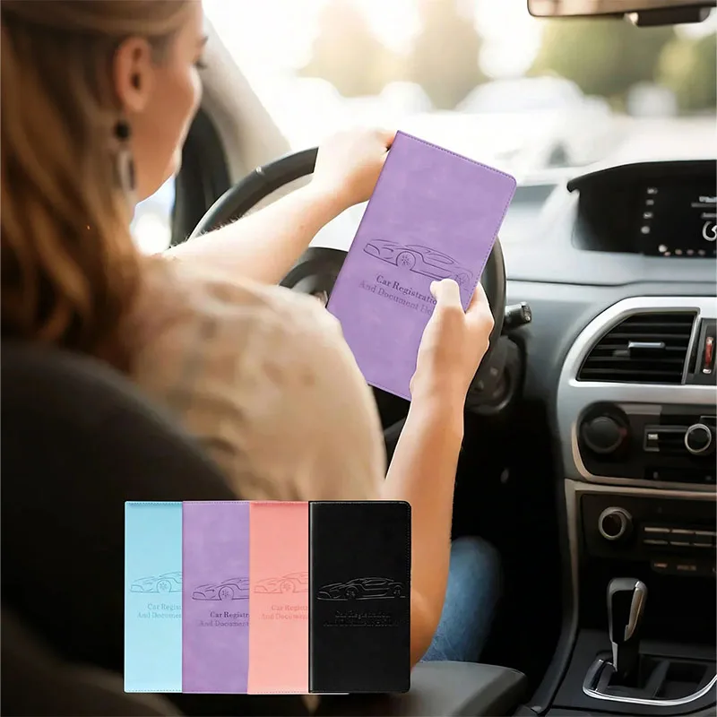 Multifunctional RFID Car Document Organizer - PU Leather Passport & Card Wallet W/ Magnetic Closure, Anti-Theft, Compact,Durable