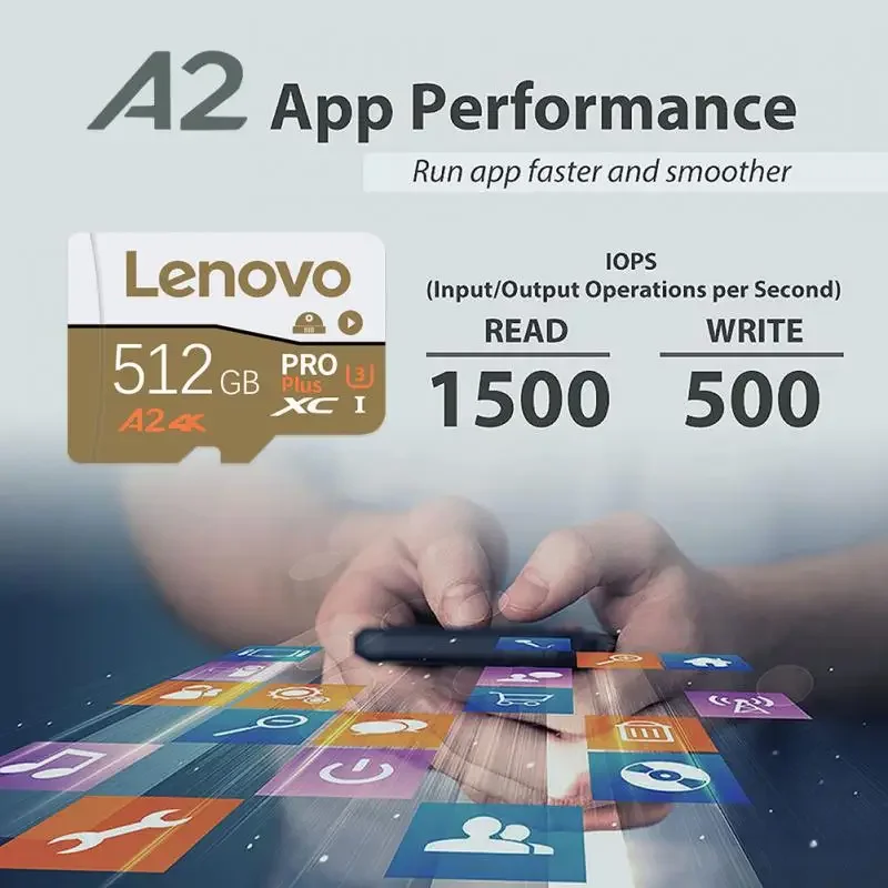 Kartu memori Lenovo A2 2TB kecepatan tinggi 128GB 256GB UHS-3 Flash kartu SD Mini kecil untuk kamera HD 4K/TV/Nintendo Switch / Gop