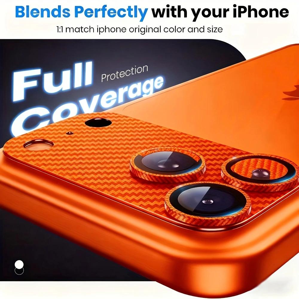 NNBILI 1개 오리지널 럭셔리 카본 파이버 텍스처 메탈 카메라 렌즈 보호기 강화유리 아이폰 17프로 맥스 17 프로에 적합