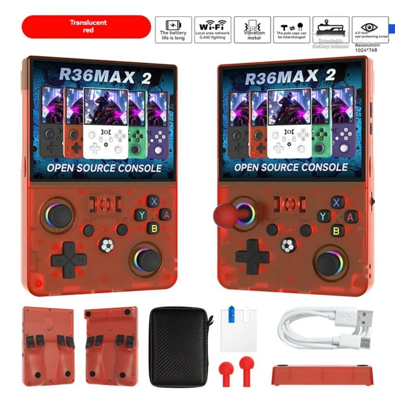 console-de-jeu-video-portable-aa60-r36max2-ecran-45-pouces-collection-de-plus-de-22000-jeux-open-source-wifi-prise-en-charge-des-jeux-retro-compatible-avec-plus-de-30-emulateurs