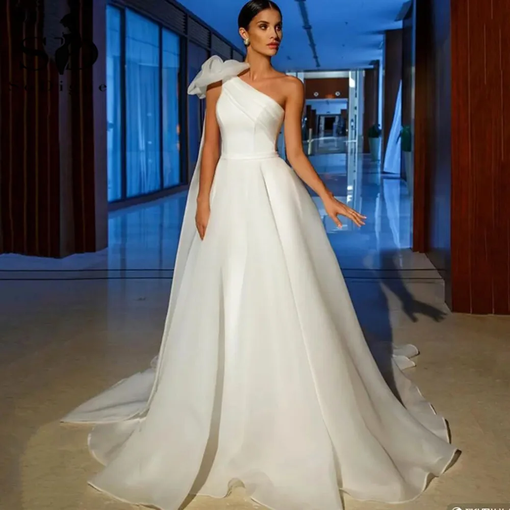 

SoDigne Modern Organza Wedding Dress 2023 One Shoulder A Line Bridal Dresses Robe De Mariee Women Wedding Gowns