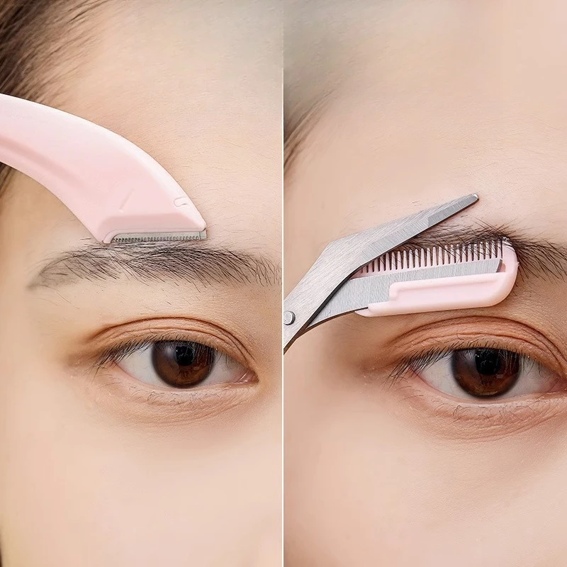 Newest Eyebrow Trimming  Eyebrow Face Razor For Women Professional Eyebrow Scissors Comb Brow Trimmer Scraper Accessories 1PCS