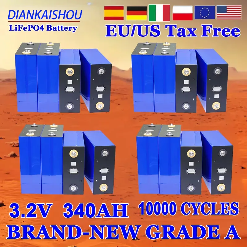 1-16PCS New 3.2V 340Ah 320Ah 280Ah 105Ah 3C Lithium Iron Phosphate Cell 12V 48V Solar Energy Storage Rechargeable Cell Duty Free