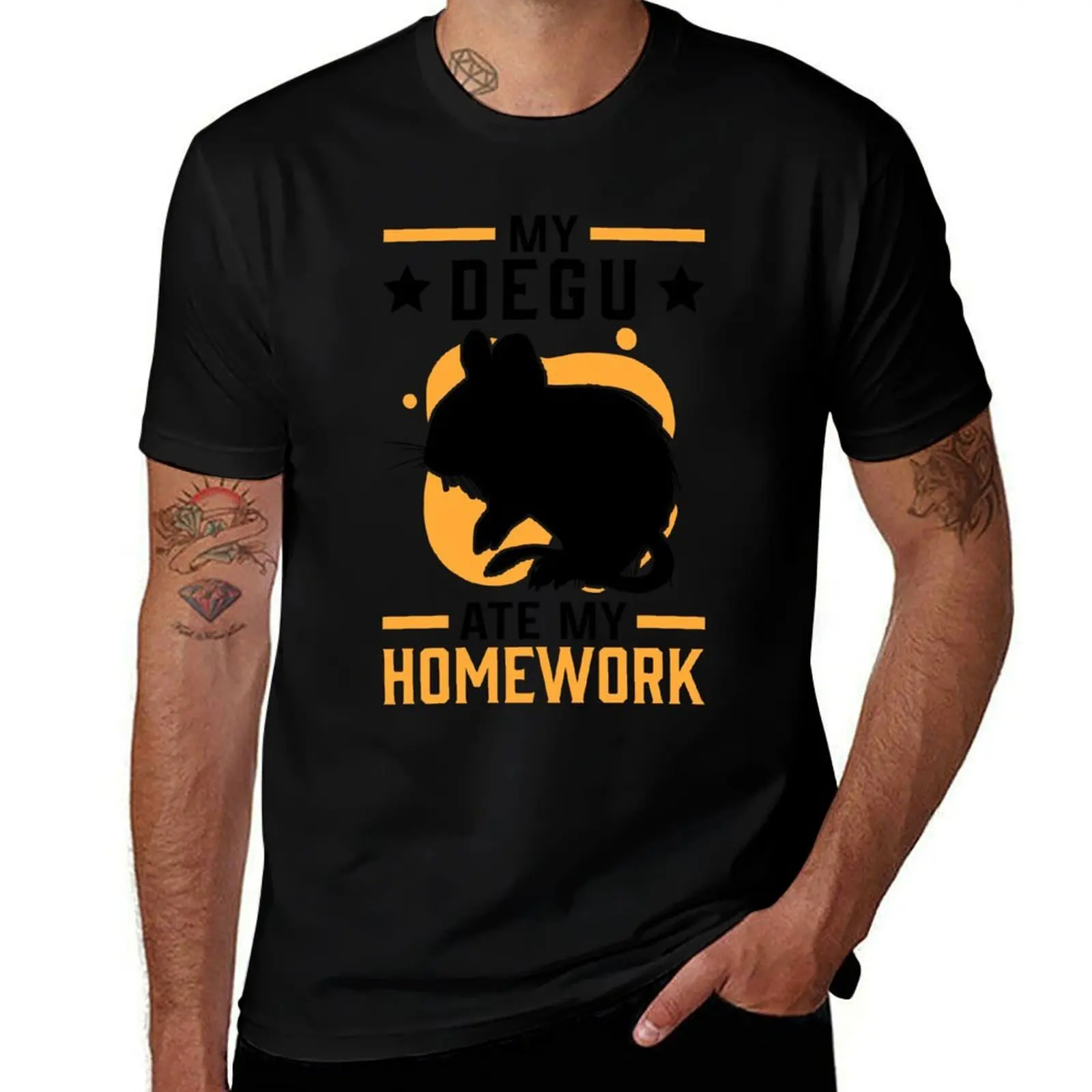 Degu homework Chilean rodent degu T-Shirt Non-Shrink Basic Cotton T-Shirt