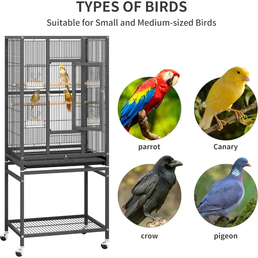 53 inches Bird Cage Seed Catcher & Birdcage Cover, Bird Cages for Parakeets, Parrot, Cockatiel, Pigeon, Finch cage for Birds