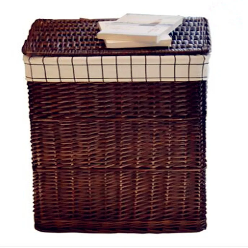 

Boiled Willow Storage Basket, Rattan Hamper, Dirty Laundry HamperToy Clothes, Wicker Organizers Box, Bedroom, Home and Garden, N