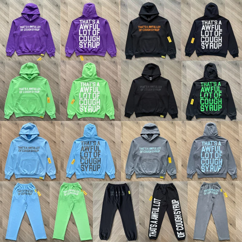 

Streetwear Style THAT'S A AWFUL LOT OF COUGH SYRUP Hoodie Classic Black Casual Multi-color Printed Hooded Sweatshirt