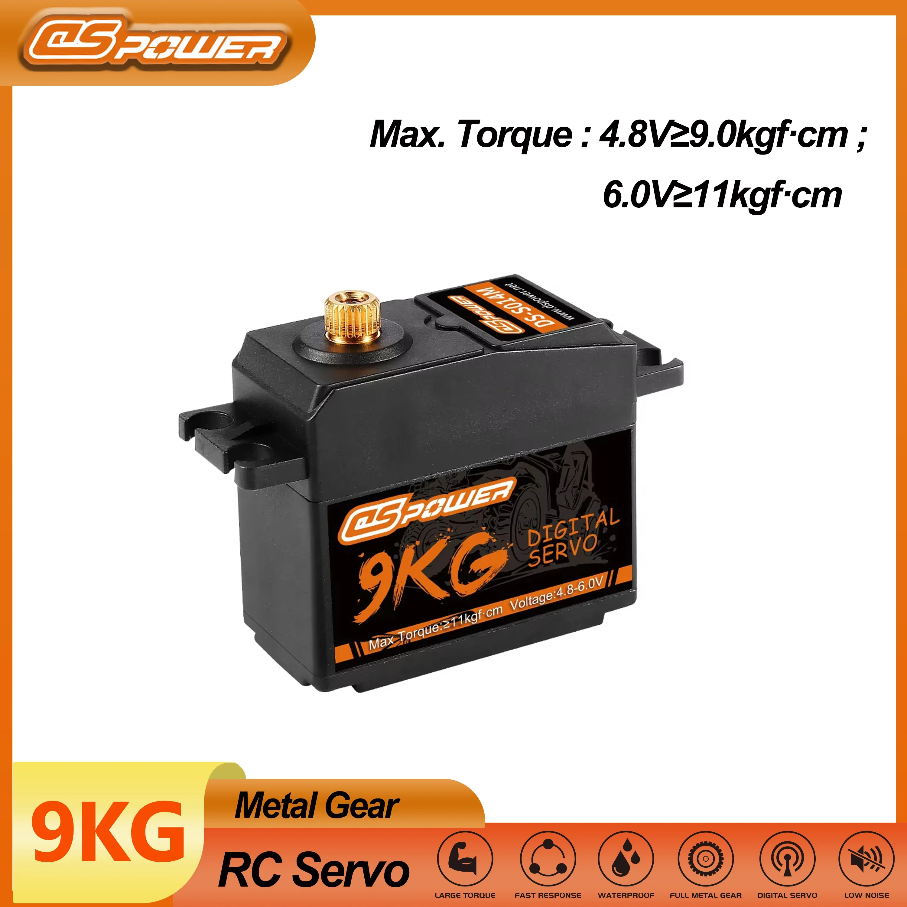 

DSpower 9KG Digital Servo Metal Gear Waterproof Servos for 1/8 1/10 Wltoys 104001 TRX4 SCX10 Yk4102 Mn99s Mn86 12428 RC Car