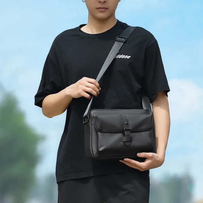 Unisex crossbody bag men women featuring a suspender waist bags classic black