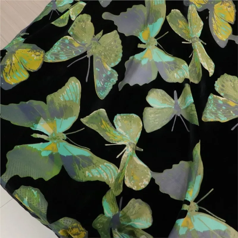 

Тканое бархатное парчовое вискозное платье с принтом в виде чонсама и сжиженной ткани