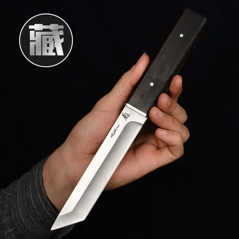 Full Tang Japaness Style D2 Steel Tanto Blade  Tactical Hunting Knife Bushcraft Self Defense SurvivalCamping Edc Tool