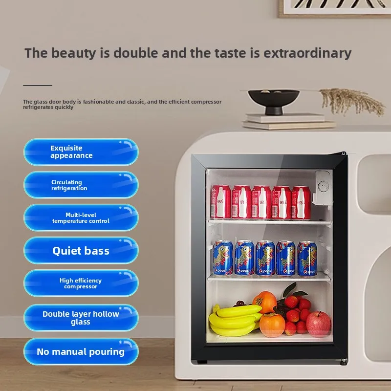 

XL Ice Bar Household Small Refrigerator Commercial Office Beverage Tea Wine Transparent One-Person Small Refrigerator