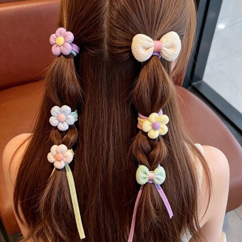 

Soft Towel Loop Hair Bands Gentle No Damage Elastic Hair Ropes Cute Ponytail Accessory Sweet Little Girls Daily Headdress