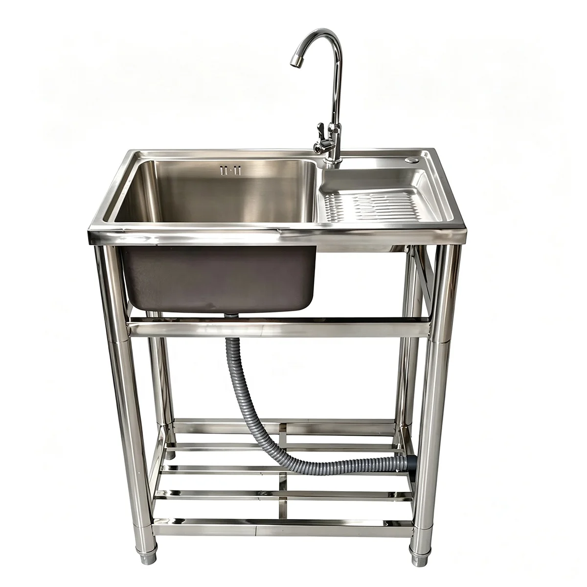 #Adjustable 304 Stainless Steel Undermount Sink Single Bowl with Washboard Deep Sink for for Balconies Bathrooms Laundry Rooms