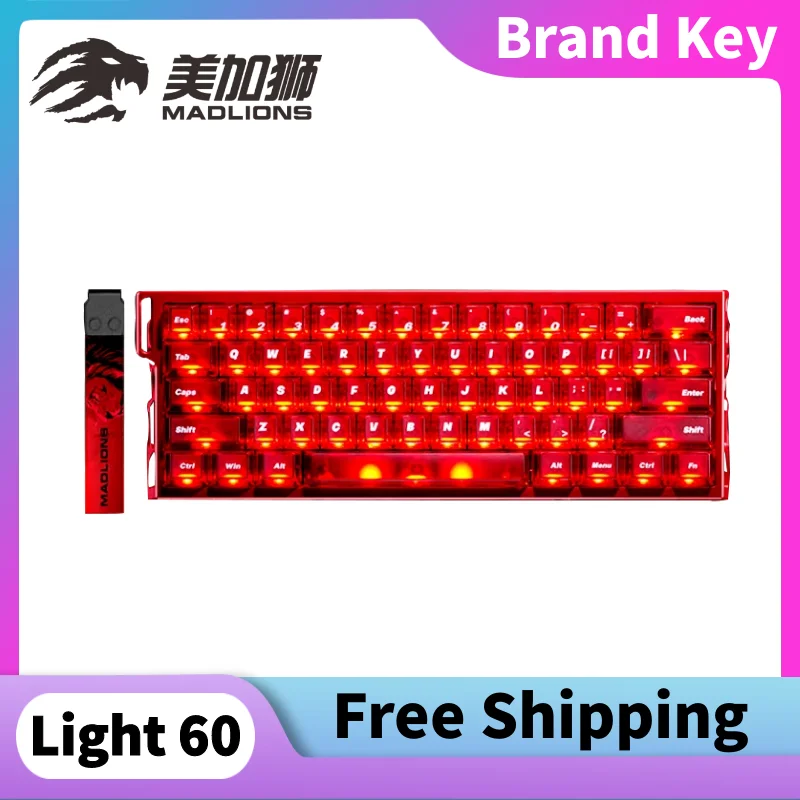 

MADLIONS MAD Light 60 HE, полая магнитная клавиатура из алюминиевого сплава, прозрачные колпачки для клавиш, профессиональная проводная игровая клавиатура макросов