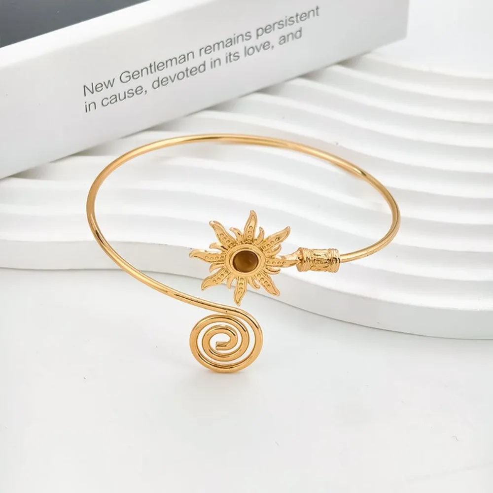 Mode Legering Arm Manchet Zon Twist Lijn Manchet Bangle voor Vrouwen Turquoise Arm Chain Wijd Open Arm Manchet Vrouwen