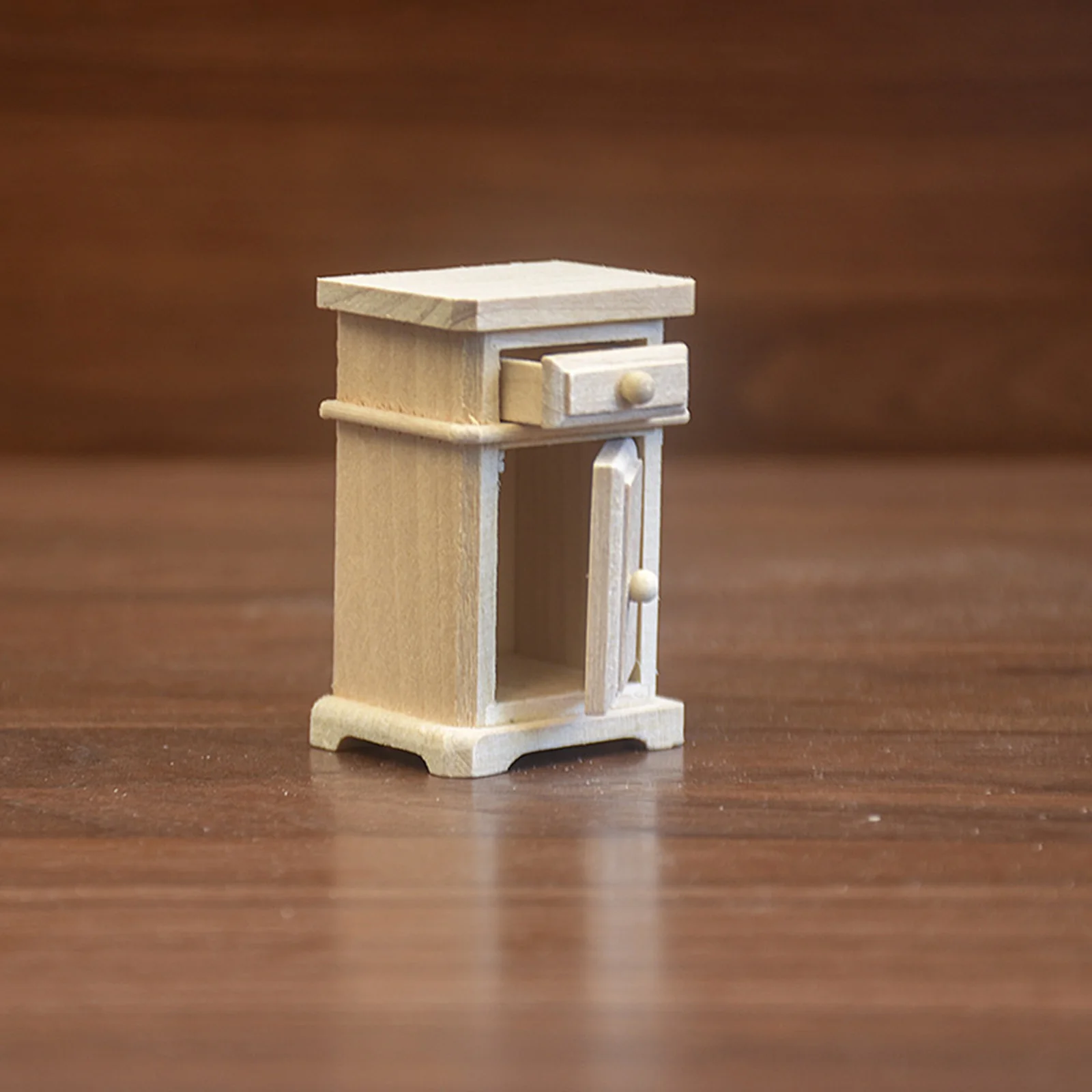 1/12 Dollhouse Wooden Miniature Bedroom Bedside Table Storage Drawer Cabinet Model Doll House Bedroom Decor House Ornament