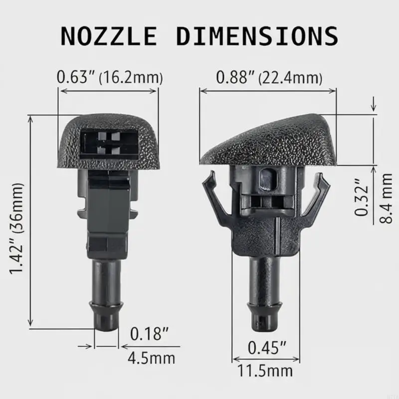 Ugello lavavetri universale precisione, design resistente, struttura in plastica 95429754 per automobili D7YA