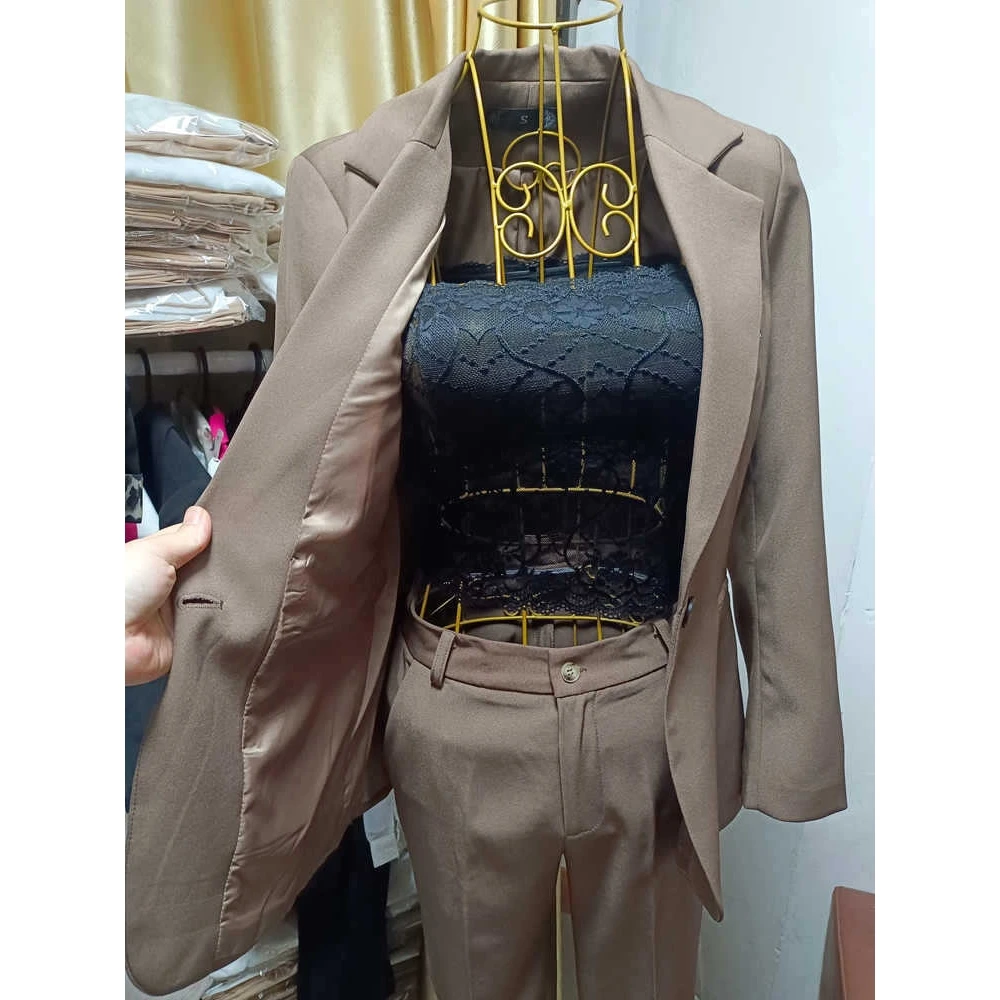 

Профессиональный женский осенне-зимний деловой костюм, комплект из двух предметов, рабочая одежда, повседневная одежда из полиэфирного волокна, длинный костюм для интервью све