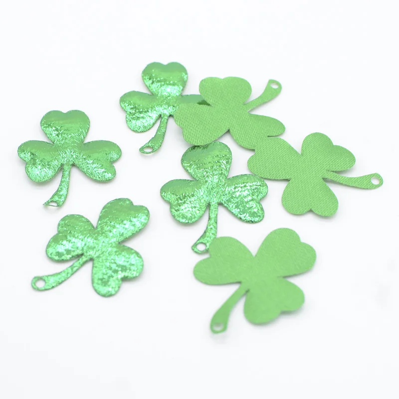 100Pcs/16Pcs Spring Flower Padded Clover Shape Patches Small & Big Leaf Appliques Clothing DIY Crafts Accessories Supplies