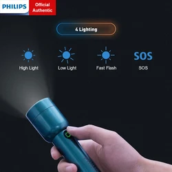 Philips USB C Rechargeable Flashlight 4 Lighting Modes Flashlights Outdoor Self Defense Camping Lights Powerful LED Flashlight