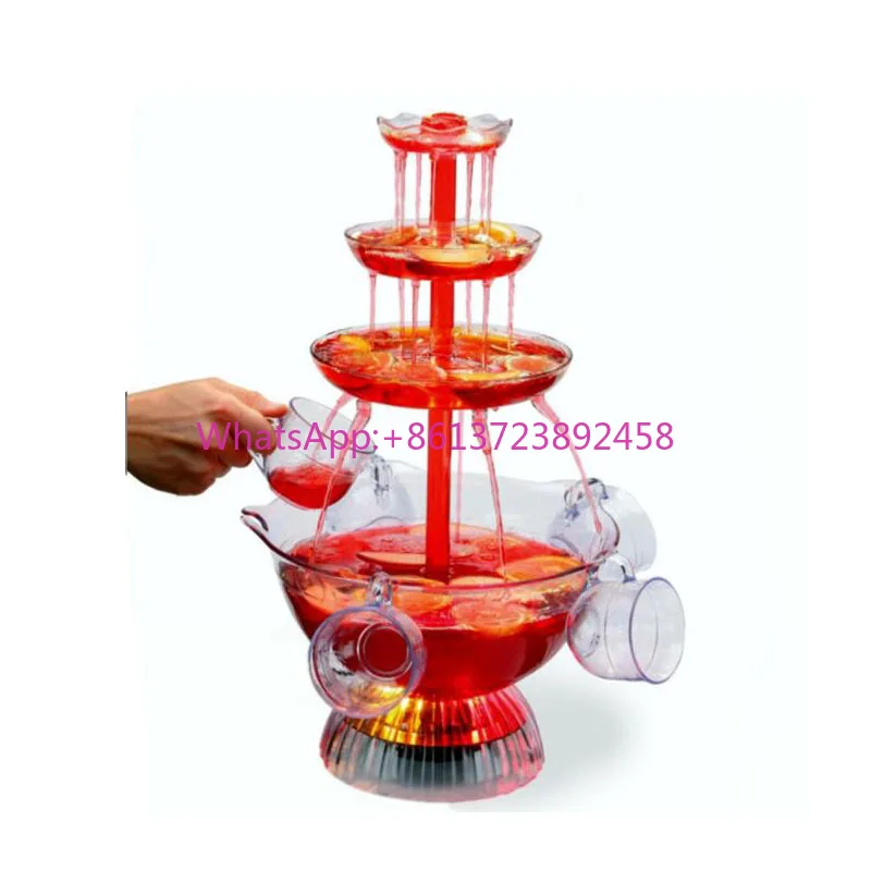 

Low Price Home Use Lighted Party Drink Fountain Plastic Fountain with 5 Cups