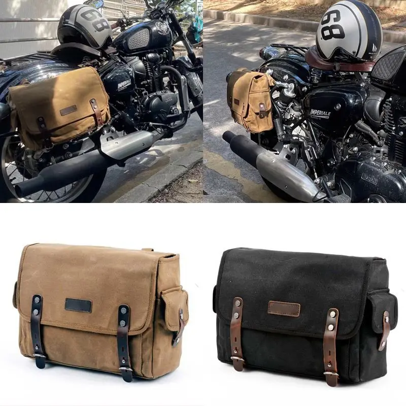 Motorcycle Side Bag Retro Waterproof Tool Bag Large Capacity Luggage Travel Bags Motorbike SaddleBag Universal