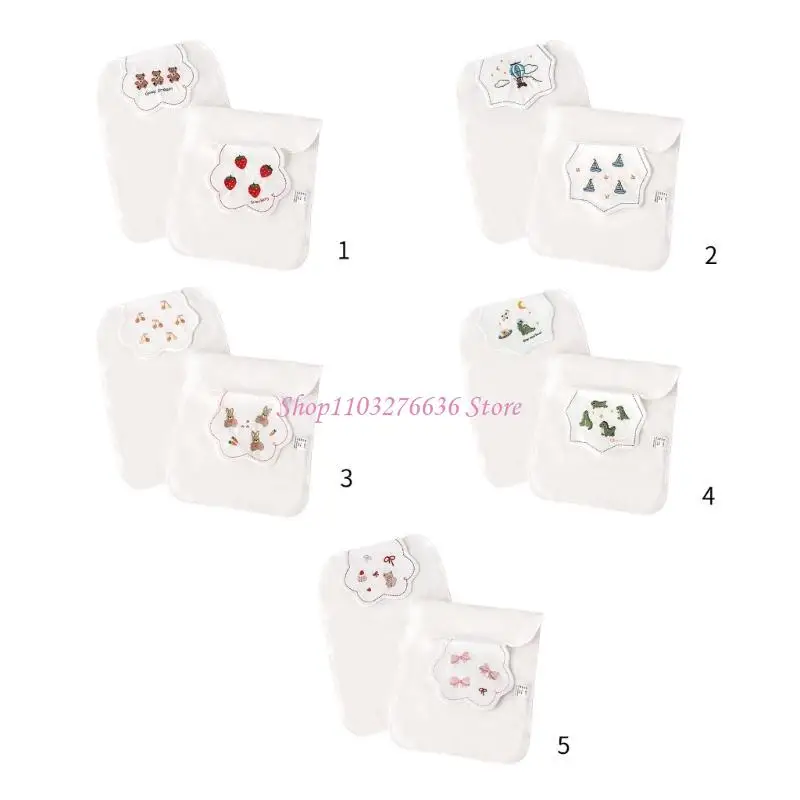 

R6FD Set of 2pcs Sweat Absorbent Towel Cartoon Theme Cotton Backrest Towel Soft & Breathable Infants Back Towel Pad Wipes