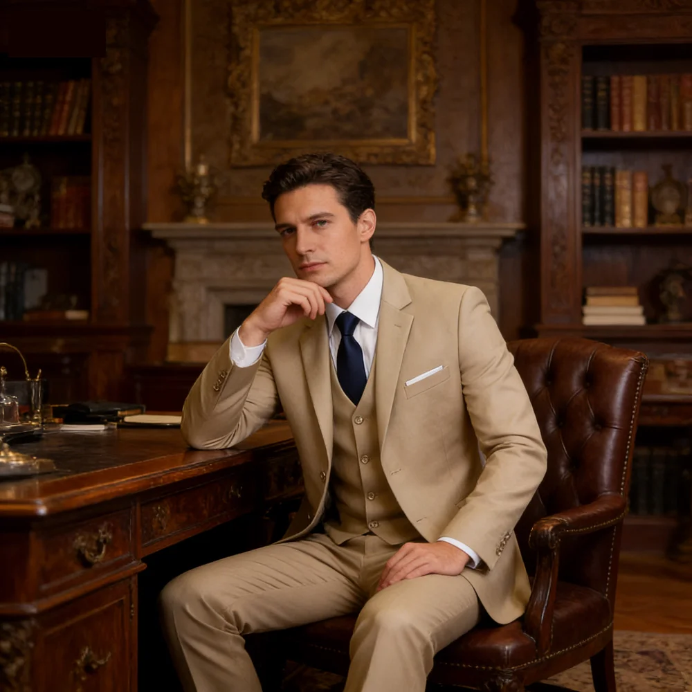 

3 Piece Men's Terno Formal Suit with Regular Jacket Vest Pants for Wedding Party Casual Occasions