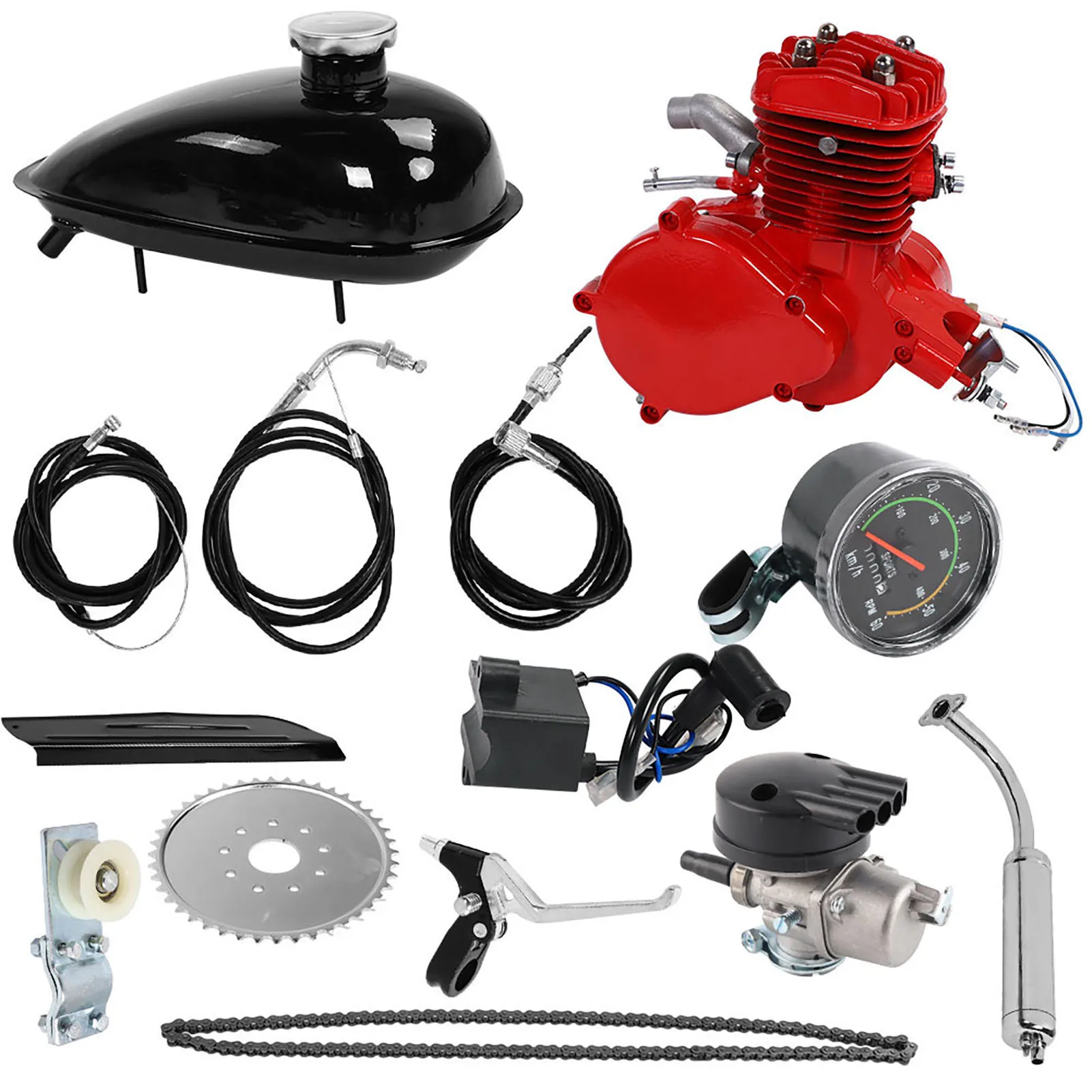 Kit de moteur à essence de vélo 80CC moteur de vélo de poche 2 temps moteur à essence de vélo vtt pour bricolage moteur complet de vélo électrique
