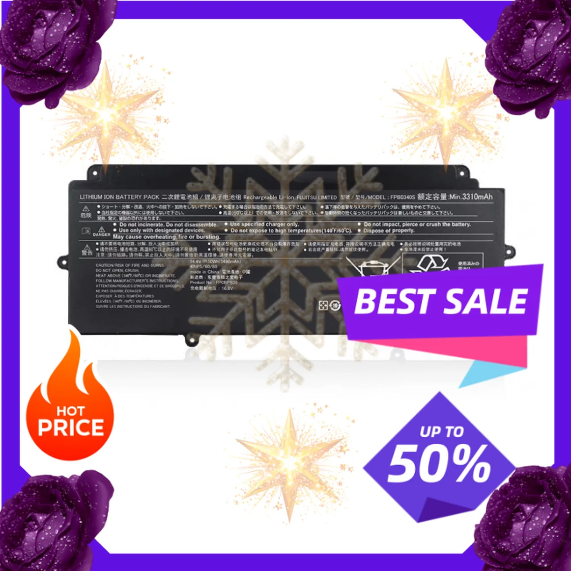 SWZY 14.4V 50WH FPB0340S FPCBP536 Laptop Battery for Fujitsu LifeBook U937 U938 U939 U939X CP737634-01