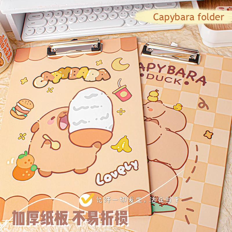 Kawaii Capybara A4 Folder Student Board Clip Writing Pad Folder Desk Organizer University Folders Folder For Documents Clipboard